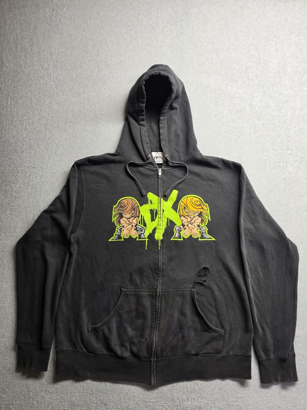 Vintage DX D Generation X WWF WWE Wrestling Full Zip Hoodie Sweatshirt XL Black